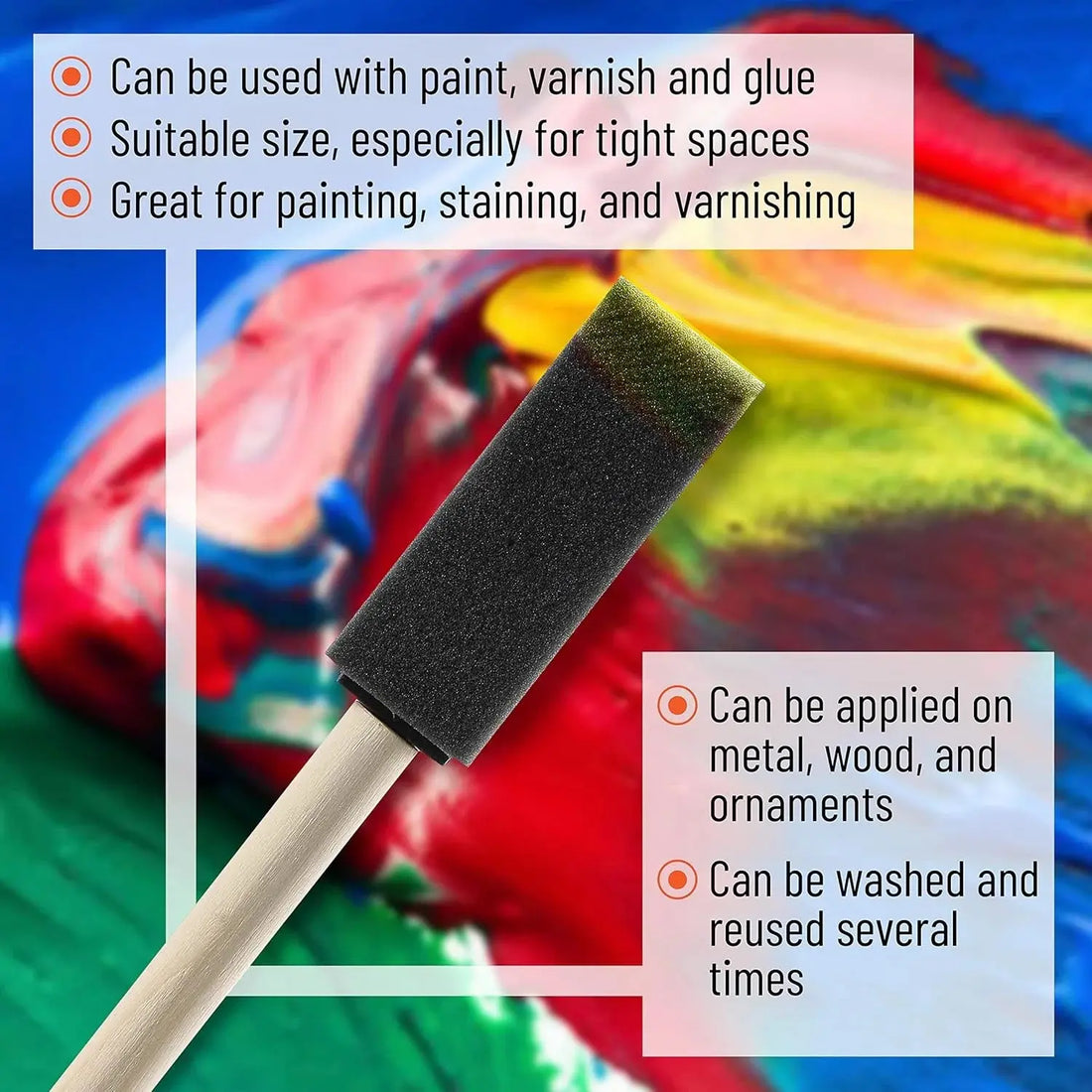 10Pcs Sponge Brush Wooden Handle Watercolor Oil Stain Art Craft Painting Drawing for kids Novara Shop