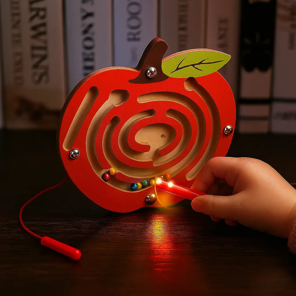 Kids Magnetic Maze Toy Mini Wooden Interactive Maze Pen Driving Beads Maze Puzzle Board Game Eduactional Toys for Toddlers Baby - Novarashop
