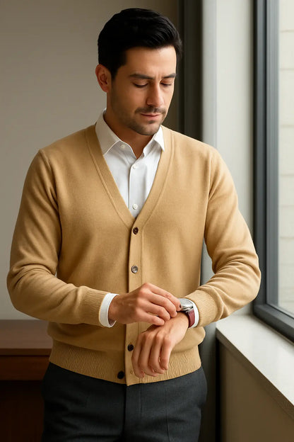 Mens Sweater Cardigan Business Casual Classic V-neck Solid Color Cardigan Men Sweater Korean Fashion Mens Clothes Novara Shop