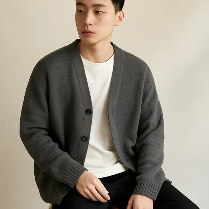 Cardigan V-neck Sweater Men Autumn Winter Fashion All Loose Casual Knitwear High-quality Fabric Comfortable Skin Breathable Coat Novara Shop