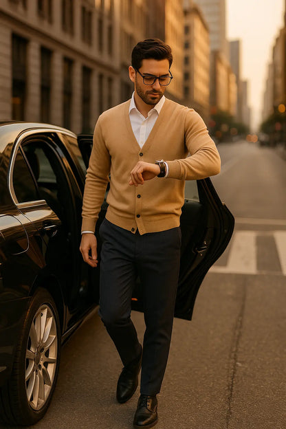 Mens Sweater Cardigan Business Casual Classic V-neck Solid Color Cardigan Men Sweater Korean Fashion Mens Clothes Novara Shop
