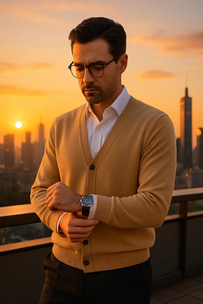 Mens Sweater Cardigan Business Casual Classic V-neck Solid Color Cardigan Men Sweater Korean Fashion Mens Clothes Novara Shop