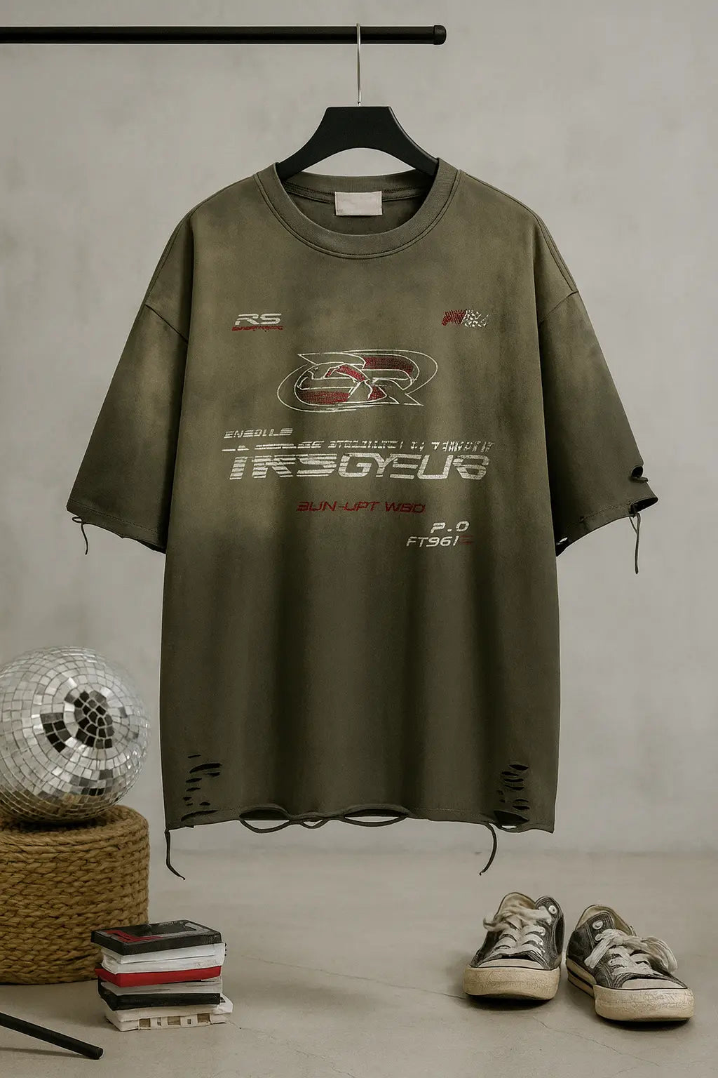 Retro Loose Fit Gradient Washed Racing American High Street Short Sleeve T-Shirt for Men Casual Crew Neck Summer Top Novara Shop