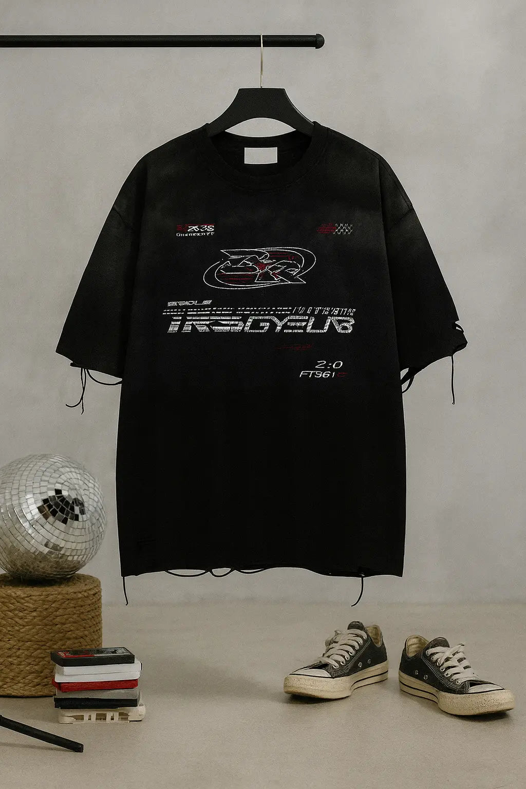 Retro Loose Fit Gradient Washed Racing American High Street Short Sleeve T-Shirt for Men Casual Crew Neck Summer Top Novara Shop