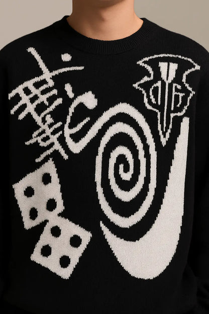 Hip-hop punk fashion casual letter knitted men pullover 2025 street personality versatile top hoodie couple trendy loose sweater Novara Shop