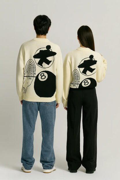 Hip-hop punk fashion casual letter knitted men pullover 2025 street personality versatile top hoodie couple trendy loose sweater Novara Shop