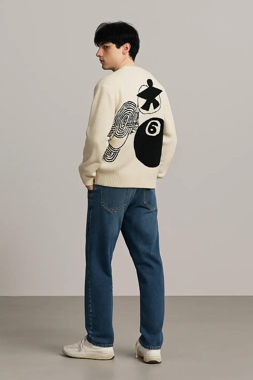 Hip-hop punk fashion casual letter knitted men pullover 2025 street personality versatile top hoodie couple trendy loose sweater Novara Shop