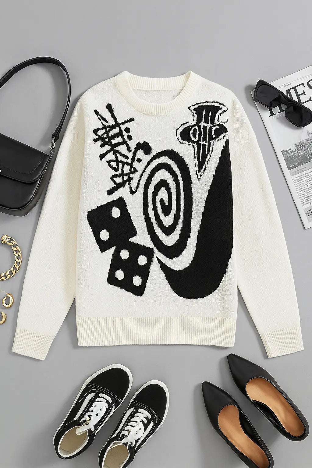 Hip-hop punk fashion casual letter knitted men pullover 2025 street personality versatile top hoodie couple trendy loose sweater Novara Shop