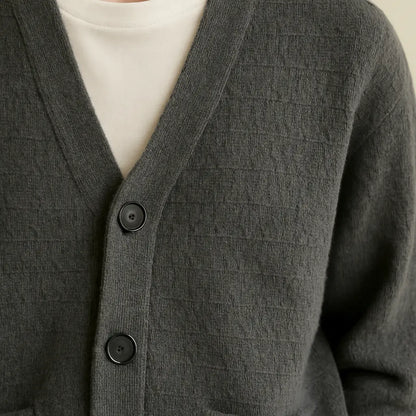Cardigan V-neck Sweater Men Autumn Winter Fashion All Loose Casual Knitwear High-quality Fabric Comfortable Skin Breathable Coat Novara Shop