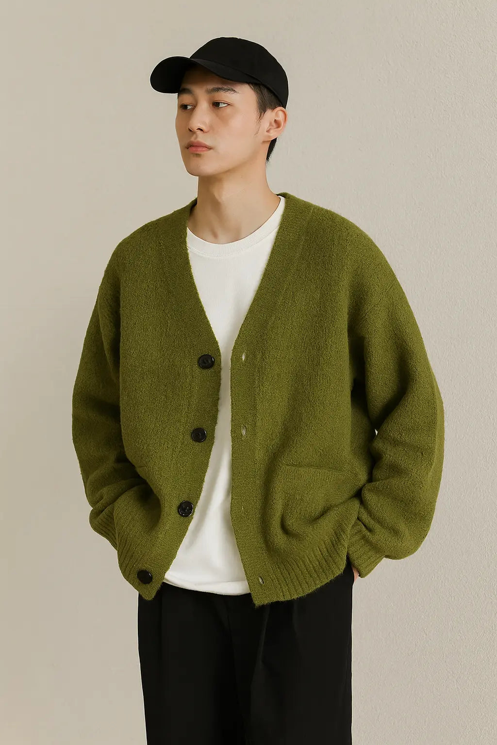 Cardigan V-neck Sweater Men Autumn Winter Fashion All Loose Casual Knitwear High-quality Fabric Comfortable Skin Breathable Coat Novara Shop