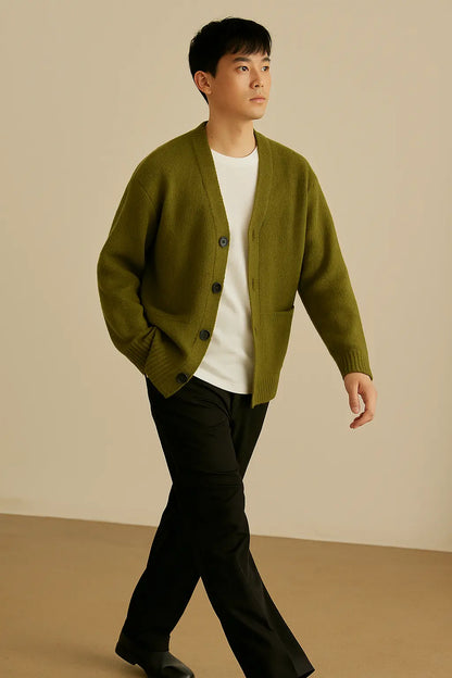 Cardigan V-neck Sweater Men Autumn Winter Fashion All Loose Casual Knitwear High-quality Fabric Comfortable Skin Breathable Coat Novara Shop