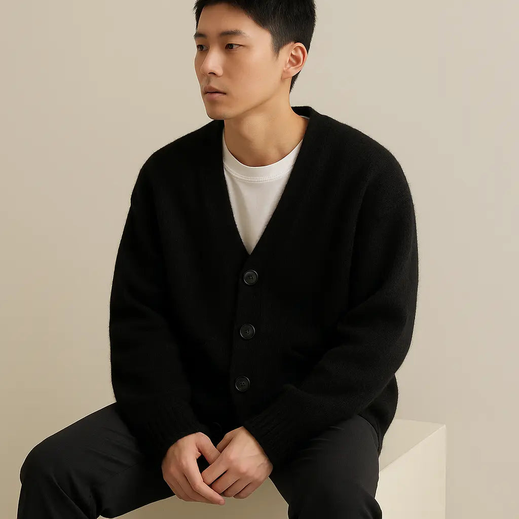 Cardigan V-neck Sweater Men Autumn Winter Fashion All Loose Casual Knitwear High-quality Fabric Comfortable Skin Breathable Coat Novara Shop