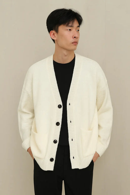 Cardigan V-neck Sweater Men Autumn Winter Fashion All Loose Casual Knitwear High-quality Fabric Comfortable Skin Breathable Coat Novara Shop
