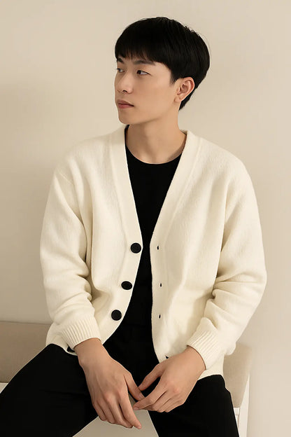 Cardigan V-neck Sweater Men Autumn Winter Fashion All Loose Casual Knitwear High-quality Fabric Comfortable Skin Breathable Coat Novara Shop