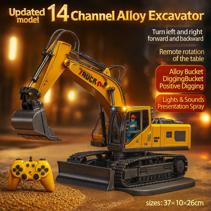 Alloy Remote Control Excavator Toy Car with Lights Sound Effect Electric Excavator Automobile Engineering Vehicle Children Gifts - Novarashop