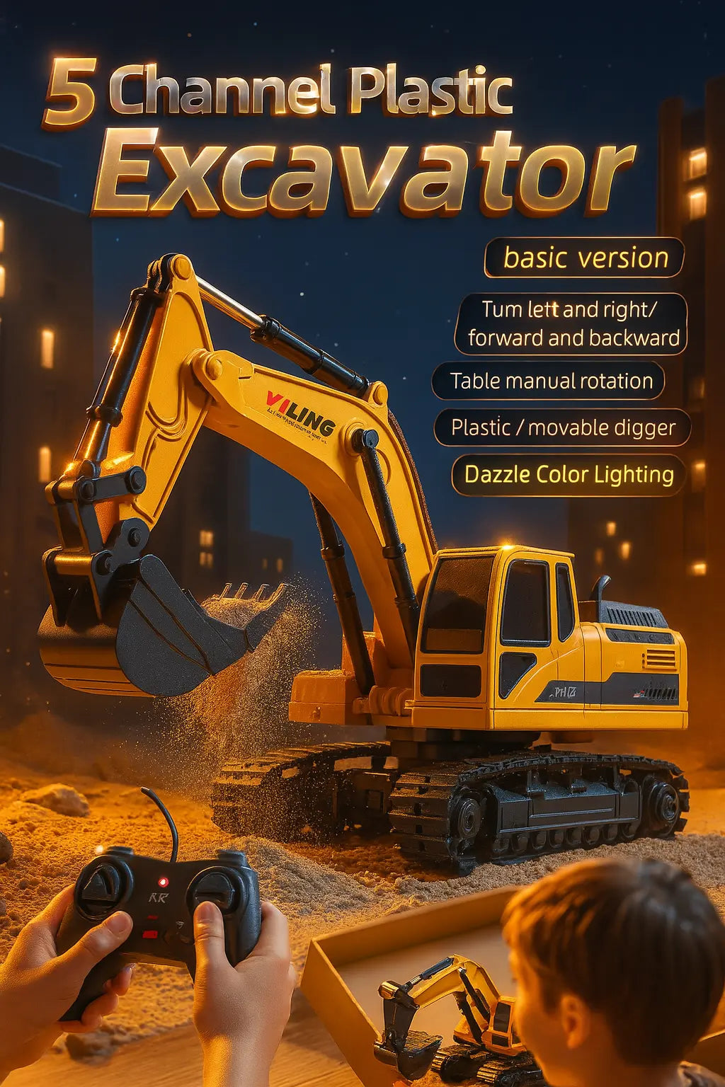 Alloy Remote Control Excavator Toy Car with Lights Sound Effect Electric Excavator Automobile Engineering Vehicle Children Gifts - Novarashop
