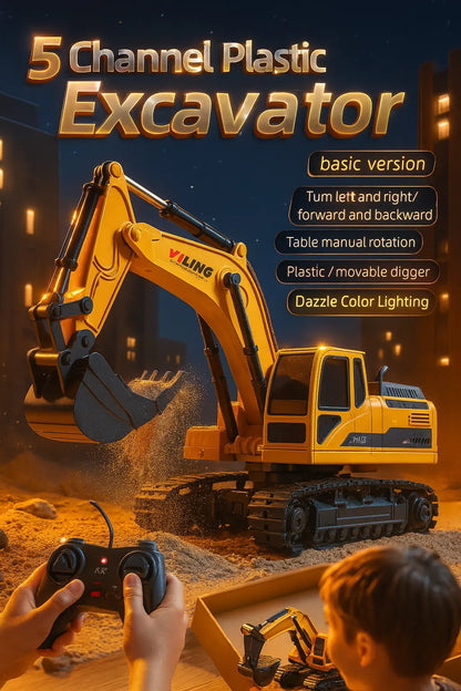 Alloy Remote Control Excavator Toy Car with Lights Sound Effect Electric Excavator Automobile Engineering Vehicle Children Gifts - Novarashop