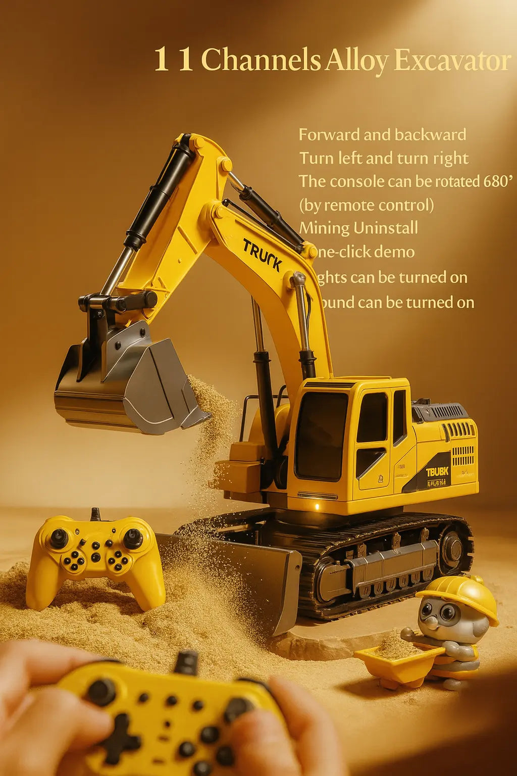Alloy Remote Control Excavator Toy Car with Lights Sound Effect Electric Excavator Automobile Engineering Vehicle Children Gifts - Novarashop