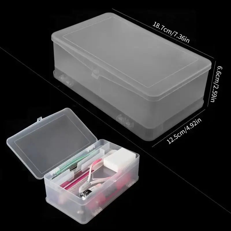 Rectangle Nail Art Tool Empty Storage Box Partition Storage Tweezers Clippers Pens Polishing Nail Buffer Files Plastic Container Novara Shop