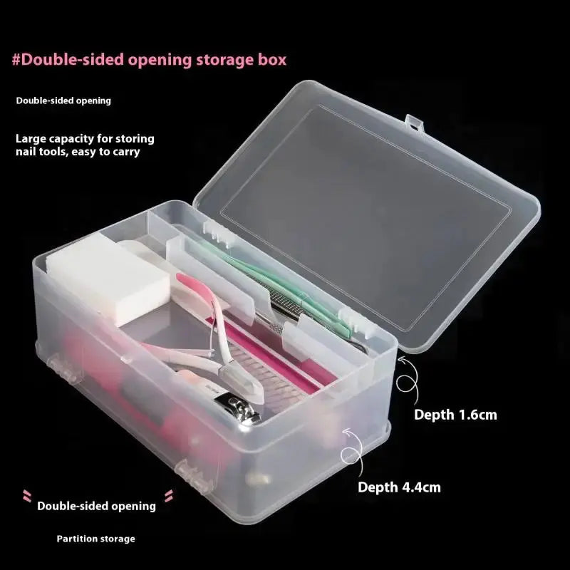 Rectangle Nail Art Tool Empty Storage Box Partition Storage Tweezers Clippers Pens Polishing Nail Buffer Files Plastic Container Novara Shop