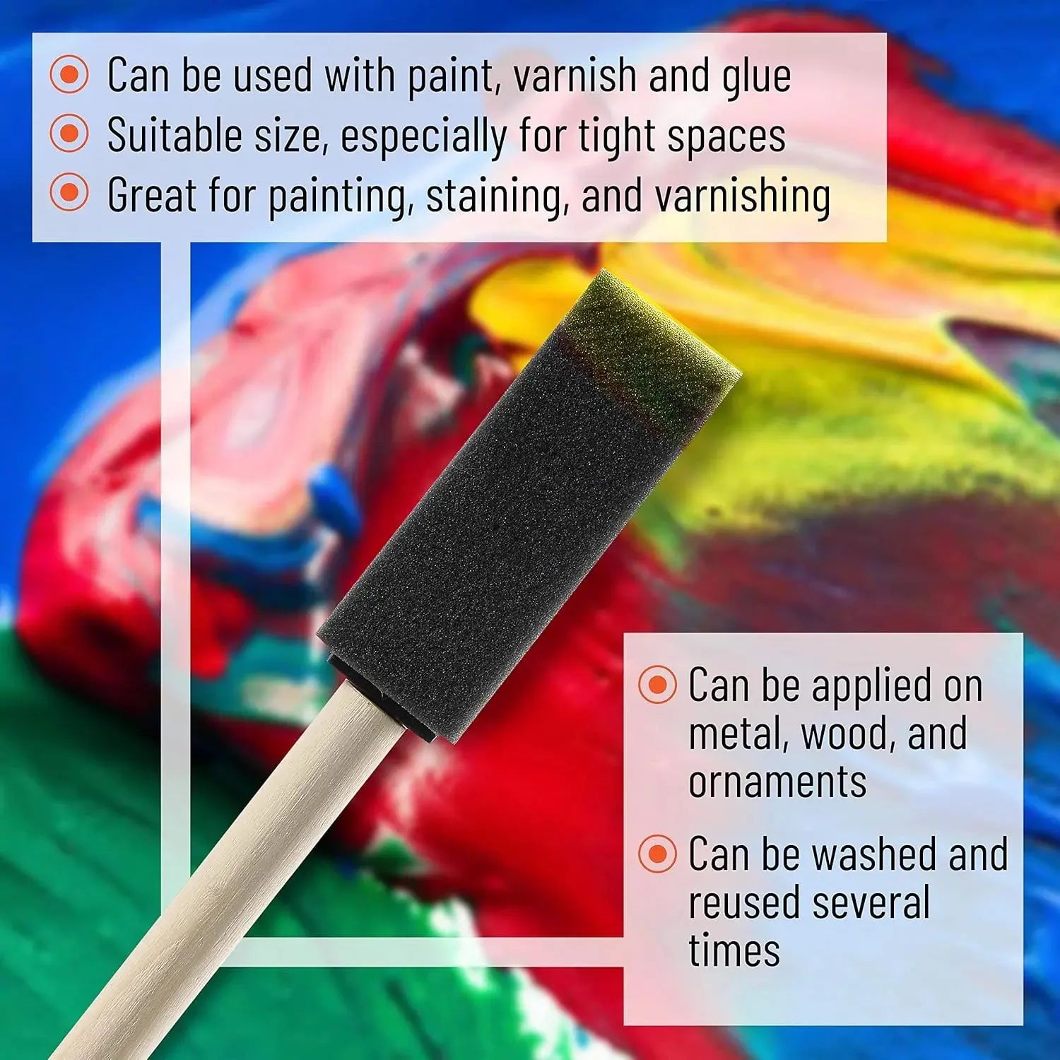 10Pcs Sponge Brush Wooden Handle Watercolor Oil Stain Art Craft Painting Drawing for kids Novara Shop