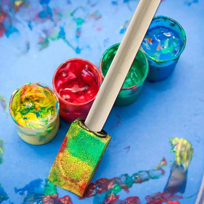 10Pcs Sponge Brush Wooden Handle Watercolor Oil Stain Art Craft Painting Drawing for kids Novara Shop