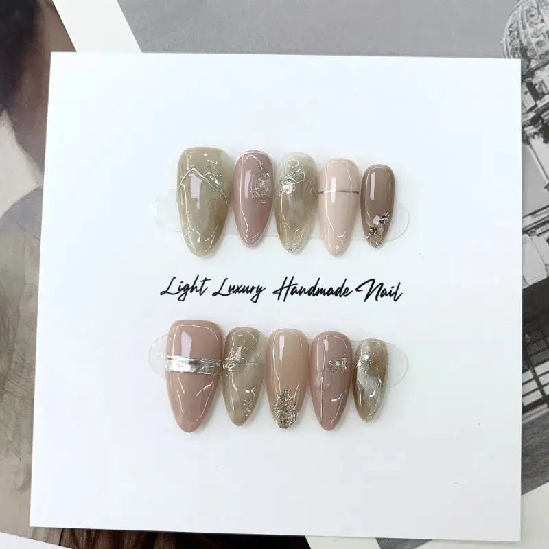 Handmade Simple Fake Press on Nails Nail Art Manicure Acrylics for Nails Tips Almond Artificial False Nails with Box and Tools Novara Shop