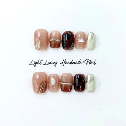 Handmade Simple Fake Press on Nails Nail Art Manicure Acrylics for Nails Tips Almond Artificial False Nails with Box and Tools Novara Shop