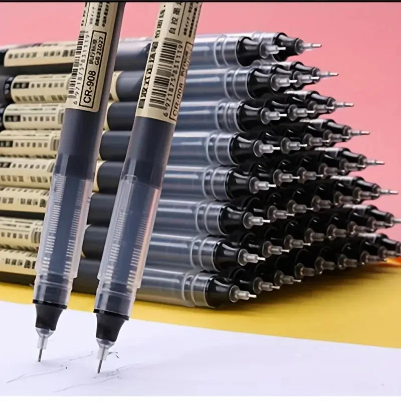 24 Pcs Straight Liquid Ball Pen Quick Drying Test Signature Gel Pen 0.5mm Black Blue Ink School Office Ball Pen Novara Shop