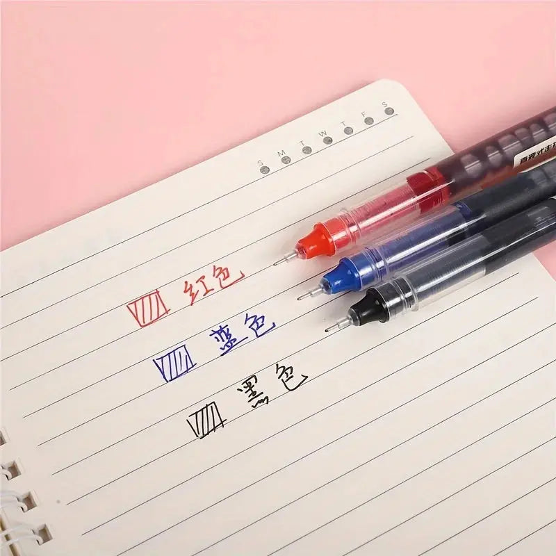 24 Pcs Straight Liquid Ball Pen Quick Drying Test Signature Gel Pen 0.5mm Black Blue Ink School Office Ball Pen Novara Shop