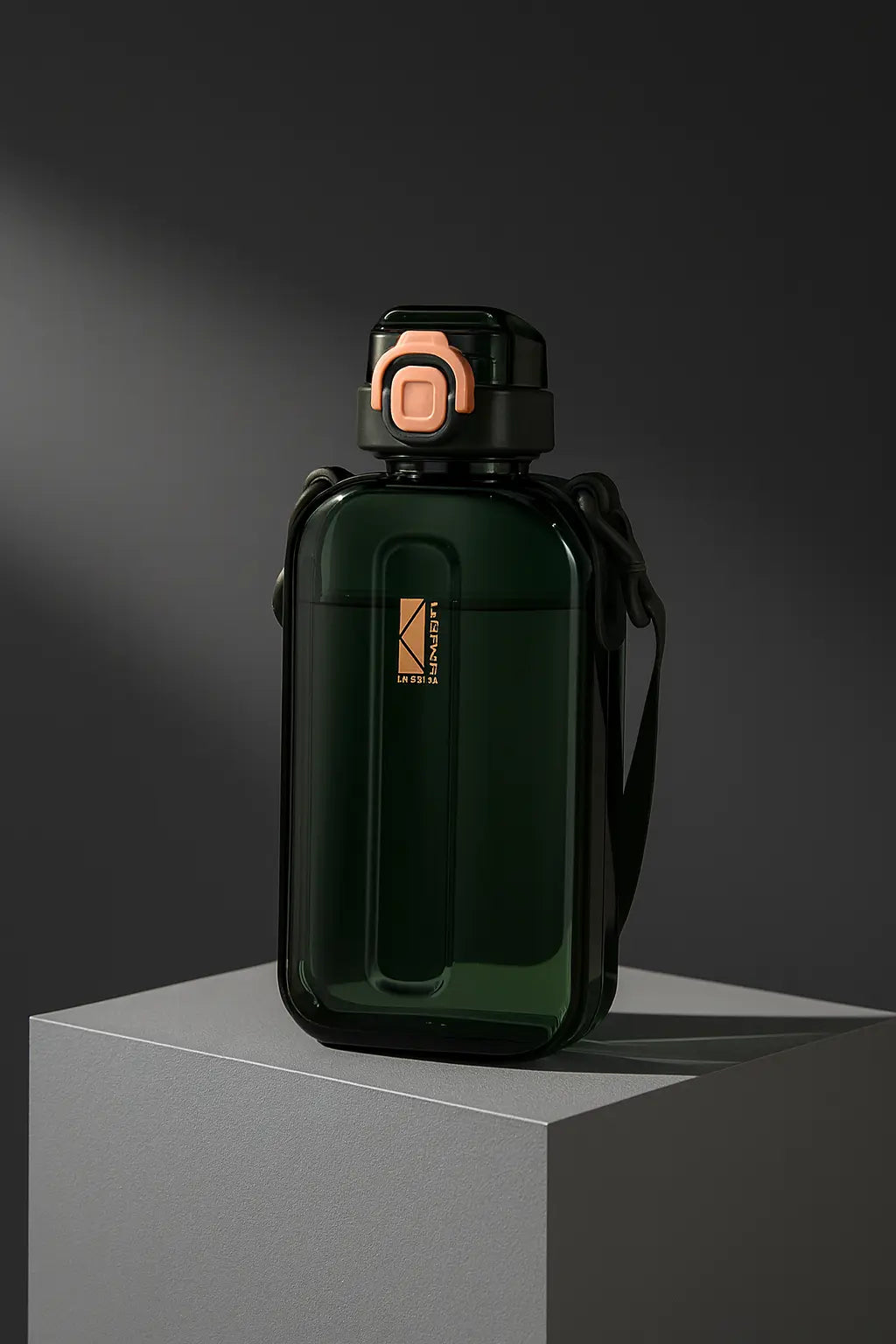750ml Clear Sports Flat Water Bottles With Shoulder Strap for Fi