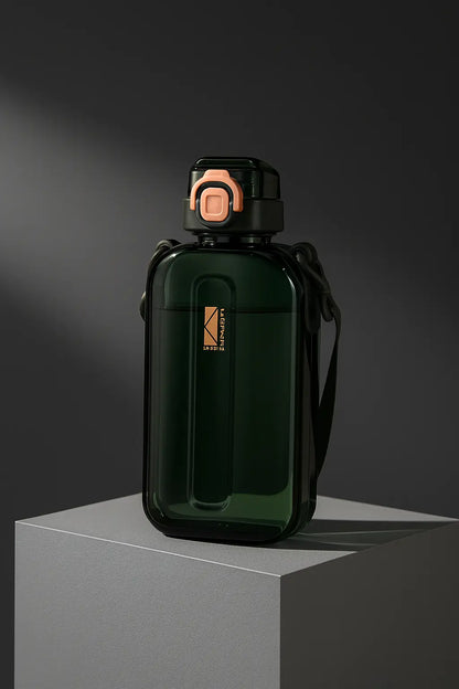 750ml Clear Sports Flat Water Bottles With Shoulder Strap for Fi