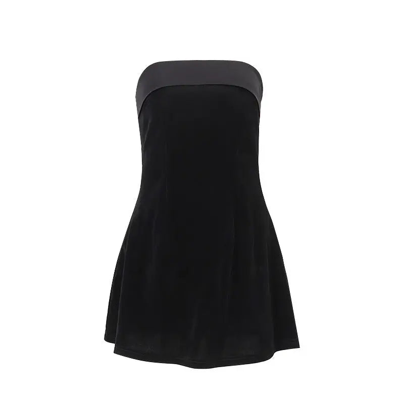 Ins Slim Tube-top Dress Fashion Zipper A-line Short Dresses Party Evening Clothing For Women - Novara Shop Novara Shop   
