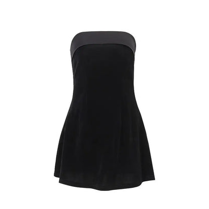 Ins Slim Tube-top Dress Fashion Zipper A-line Short Dresses Party Evening Clothing For Women - Novara Shop Novara Shop   