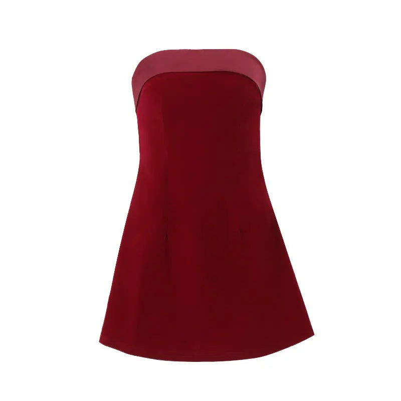 Ins Slim Tube-top Dress Fashion Zipper A-line Short Dresses Party Evening Clothing For Women - Novara Shop Novara Shop   