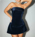 Ins Slim Tube-top Dress Fashion Zipper A-line Short Dresses Party Evening Clothing For Women - Novara Shop Novara Shop  34.00 Blue / XS