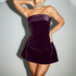 Ins Slim Tube-top Dress Fashion Zipper A-line Short Dresses Party Evening Clothing For Women - Novara Shop Novara Shop  34.00 Dark Purple / XS