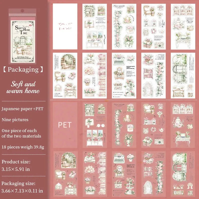18 sheets Home time Stickers Long strip landscape Decorative