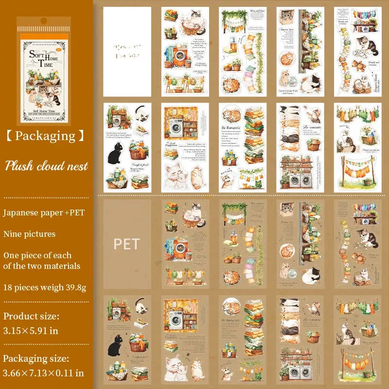 18 sheets Home time Stickers Long strip landscape Decorative
