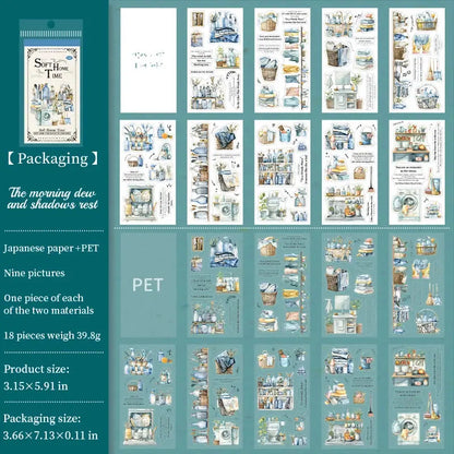18 sheets Home time Stickers Long strip landscape Decorative