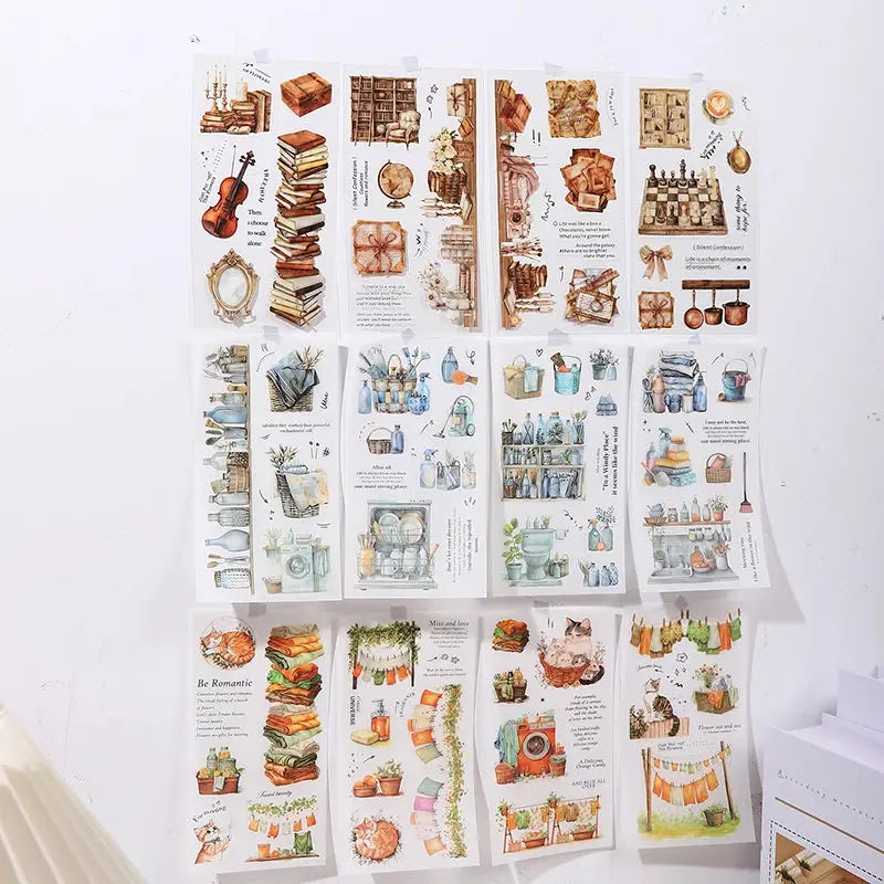 18 sheets Home time Stickers Long strip landscape Decorative
