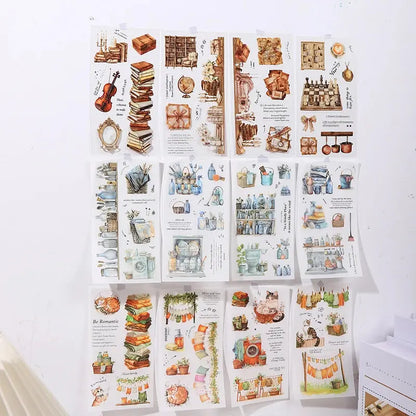 18 sheets Home time Stickers Long strip landscape Decorative