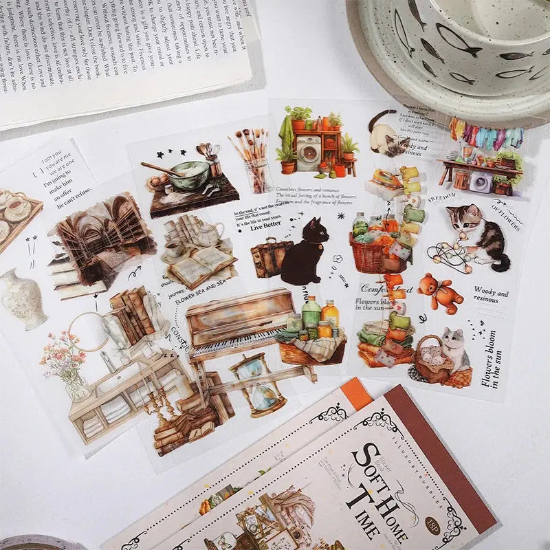 18 sheets Home time Stickers Long strip landscape Decorative