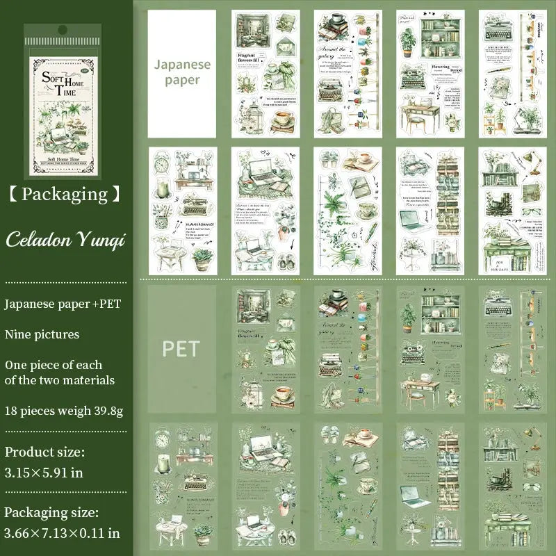 18 sheets Home time Stickers Long strip landscape Decorative