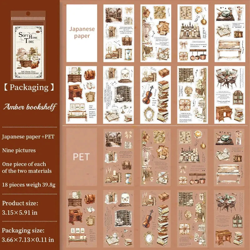 18 sheets Home time Stickers Long strip landscape Decorative