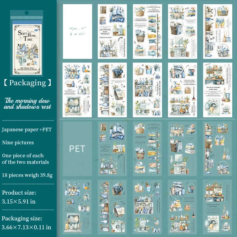 18 sheets Home time Stickers Long strip landscape Decorative