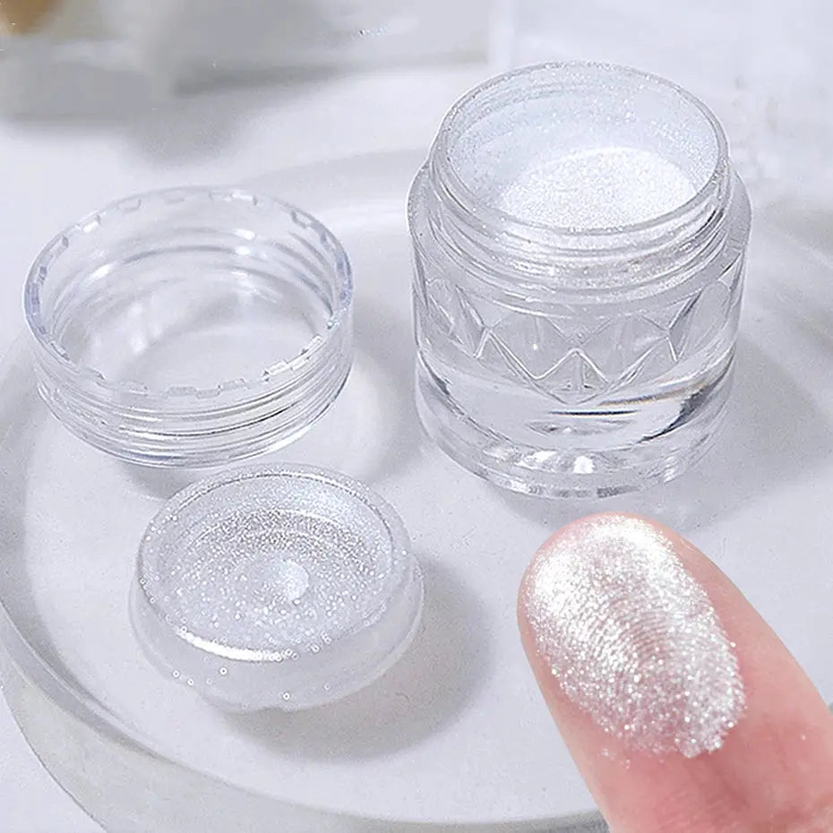 Pearl White Nails Glitter Dust Chrome Moonlight White Rubbing on Powder Silver Shell Mirror Pigment Nail Art Supplies Decoration Novara Shop