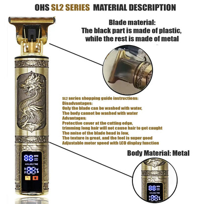 Vintage T9 Hair Clipper Beard Shaving Body Hair Trimmer Clippers Electric Men Haircut Machine 0mm Barber Shaver Novara Shop