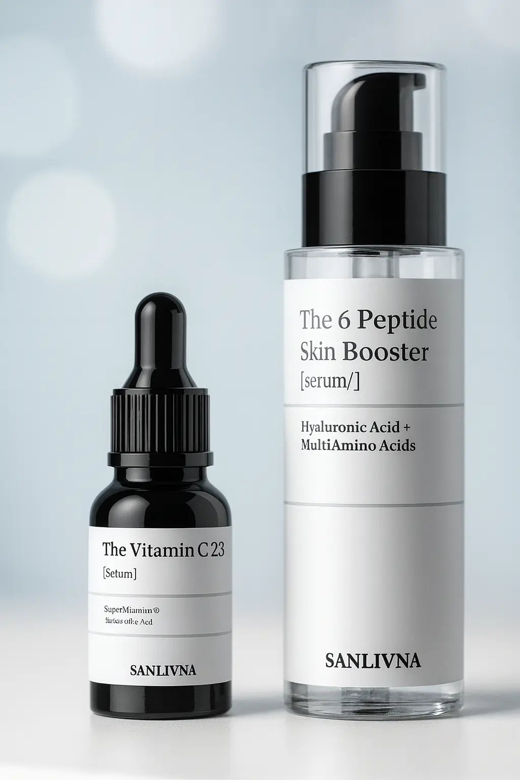 Sanlivna Korean Skincare 6 Peptide + 23% VC Duo - Firming &amp; Revitalizing Serum Set Novara Shop