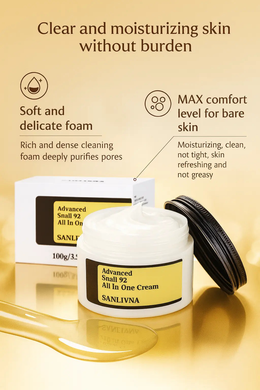 Sanlivna Korean Skincare Snail 92% Duo Set - All-in-One Cream for Fine Lines &amp; Sensitive Skin Novara Shop